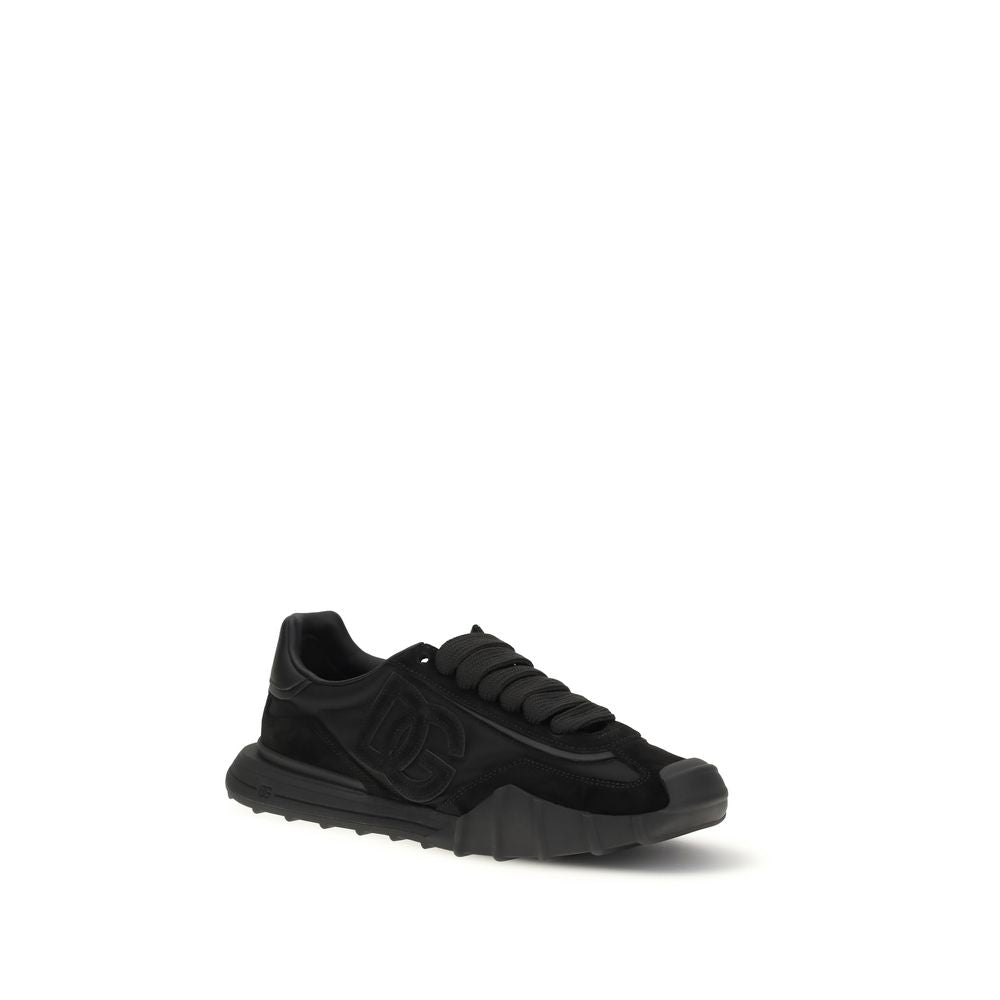 Dolce & Gabbana Schwarze Bos Taurus Kalbsleder Sneaker