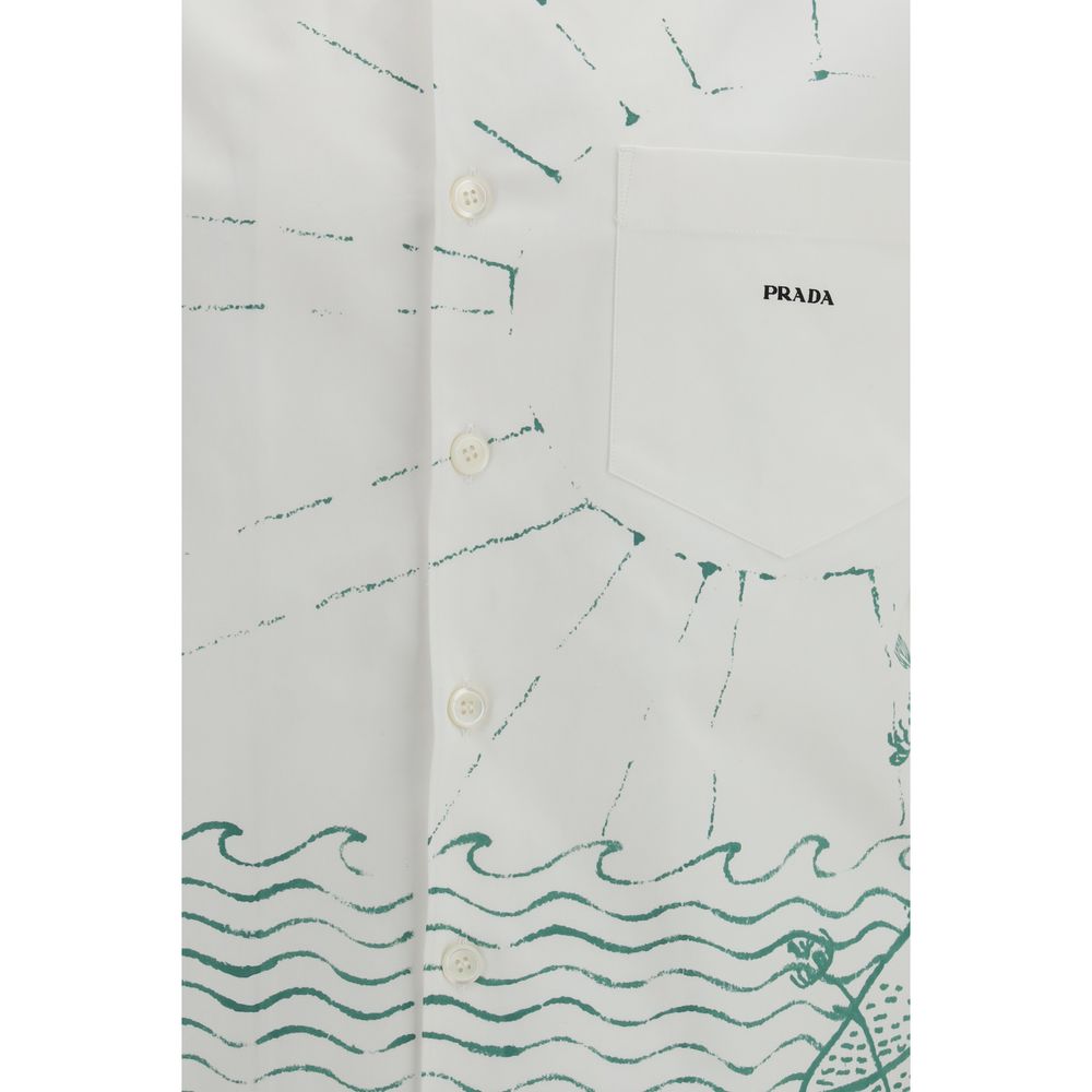 Prada White Patterned Cotton Shirt