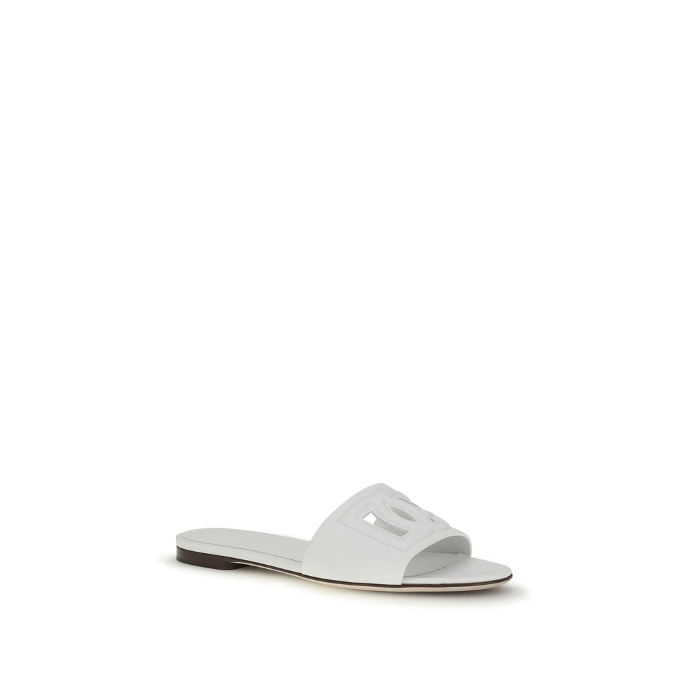 Dolce & Gabbana Weiße Bos Taurus Kalbsleder-Sandalen