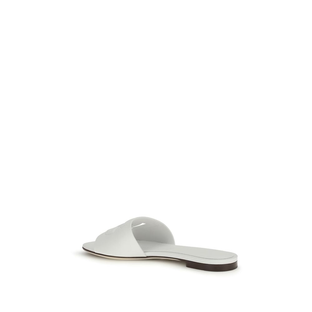 Dolce & Gabbana Weiße Bos Taurus Kalbsleder-Sandalen