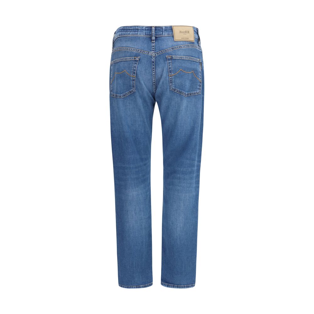 MooRER Blaue Jeans aus Baumwolle im geraden Schnitt