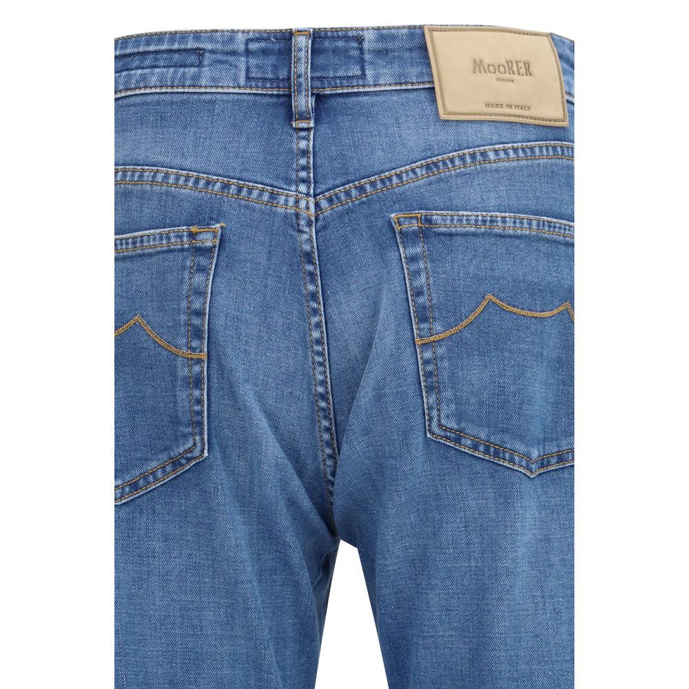 MooRER Blaue Jeans aus Baumwolle im geraden Schnitt
