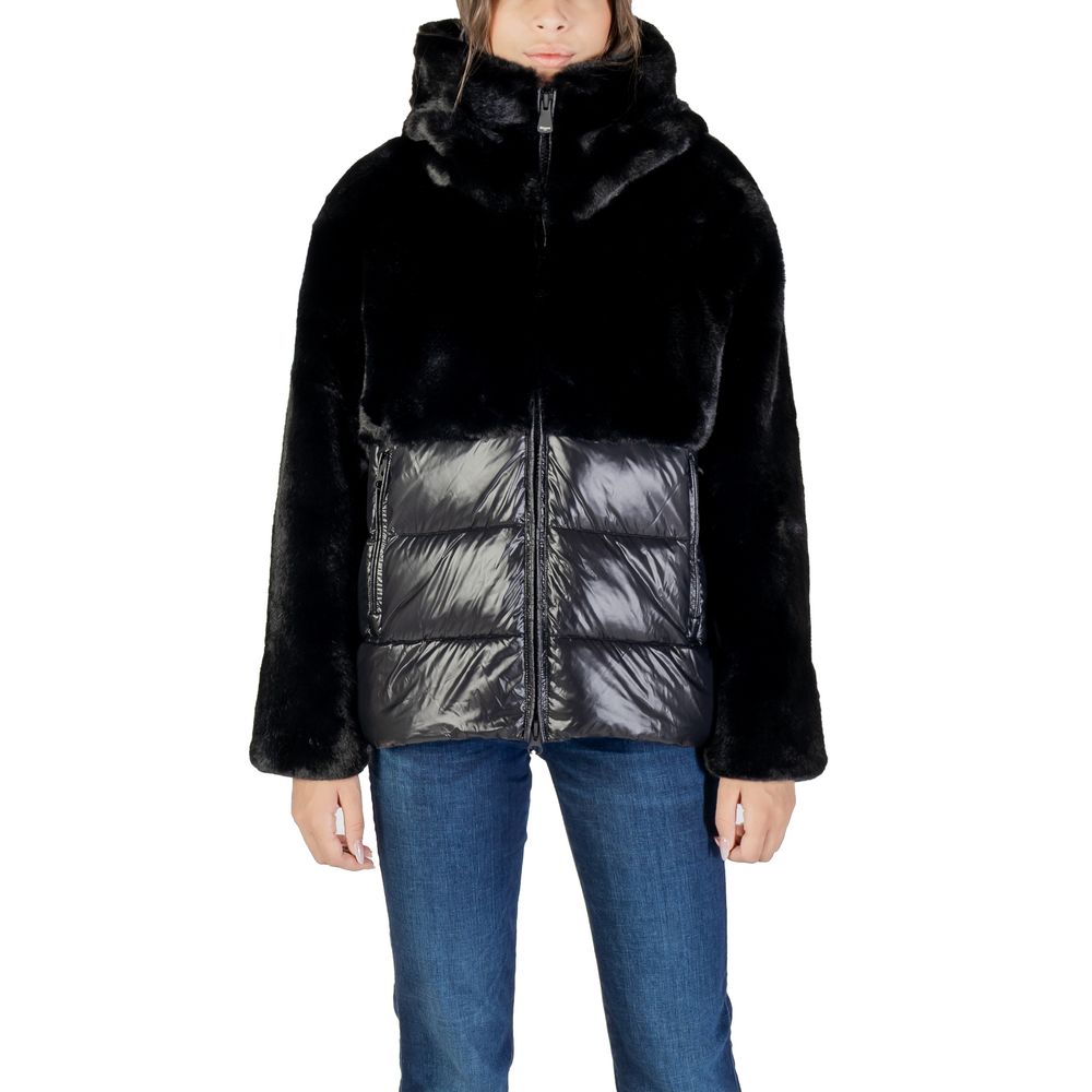 Blue Black Polyester Coat