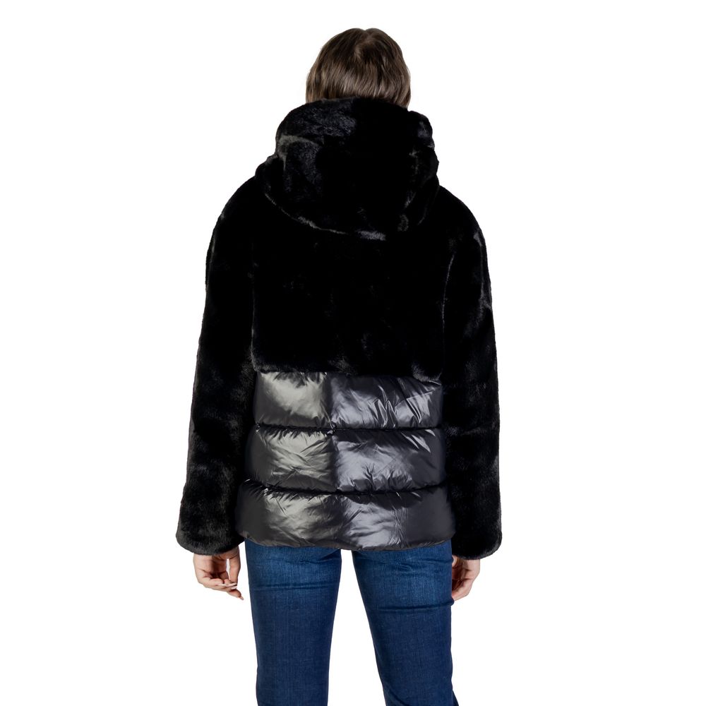 Blue Black Polyester Coat