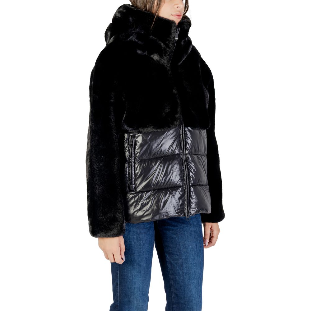 Blue Black Polyester Coat