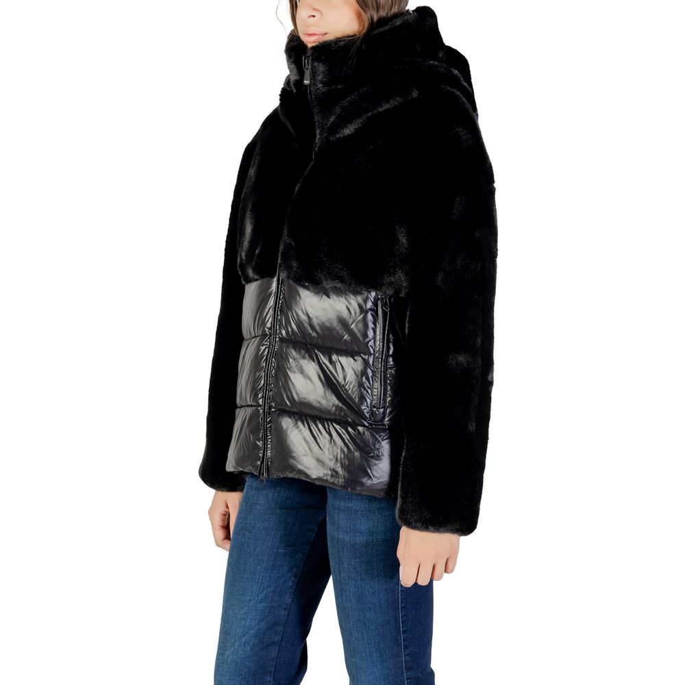 Blue Black Polyester Coat