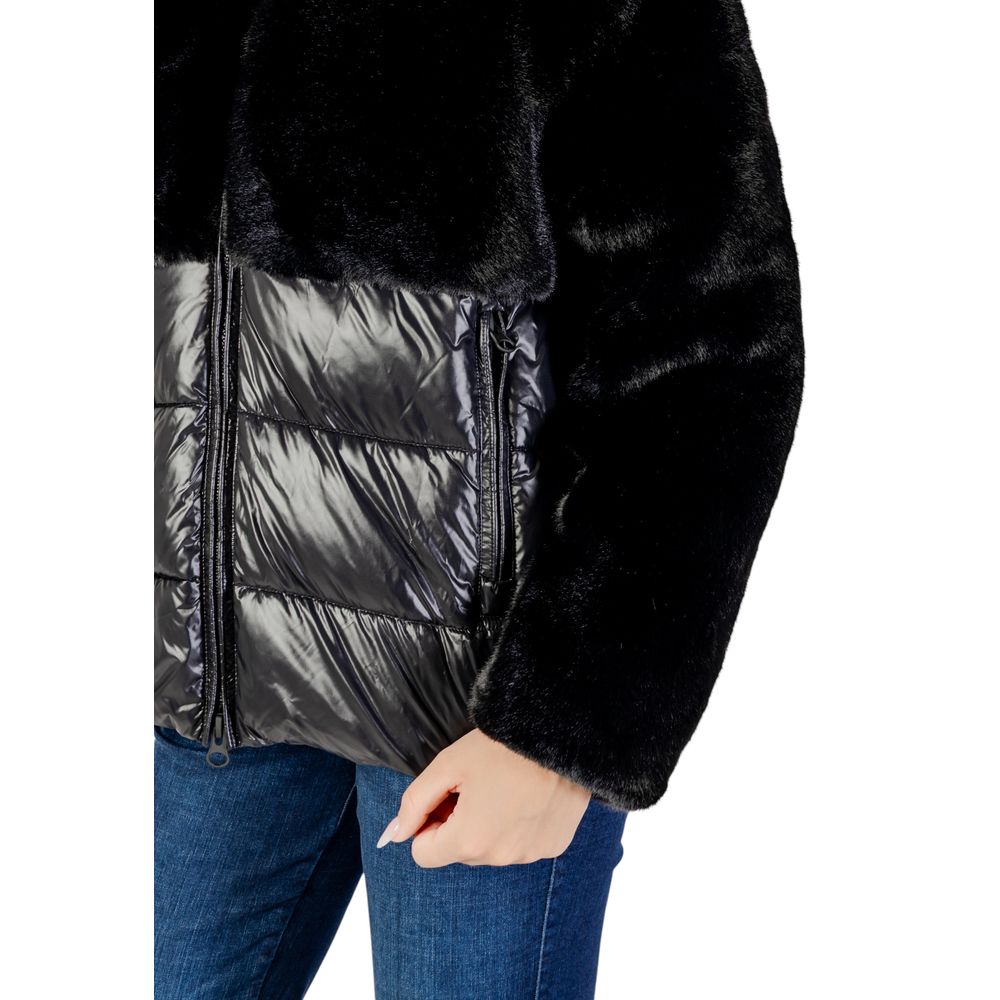 Blue Black Polyester Coat