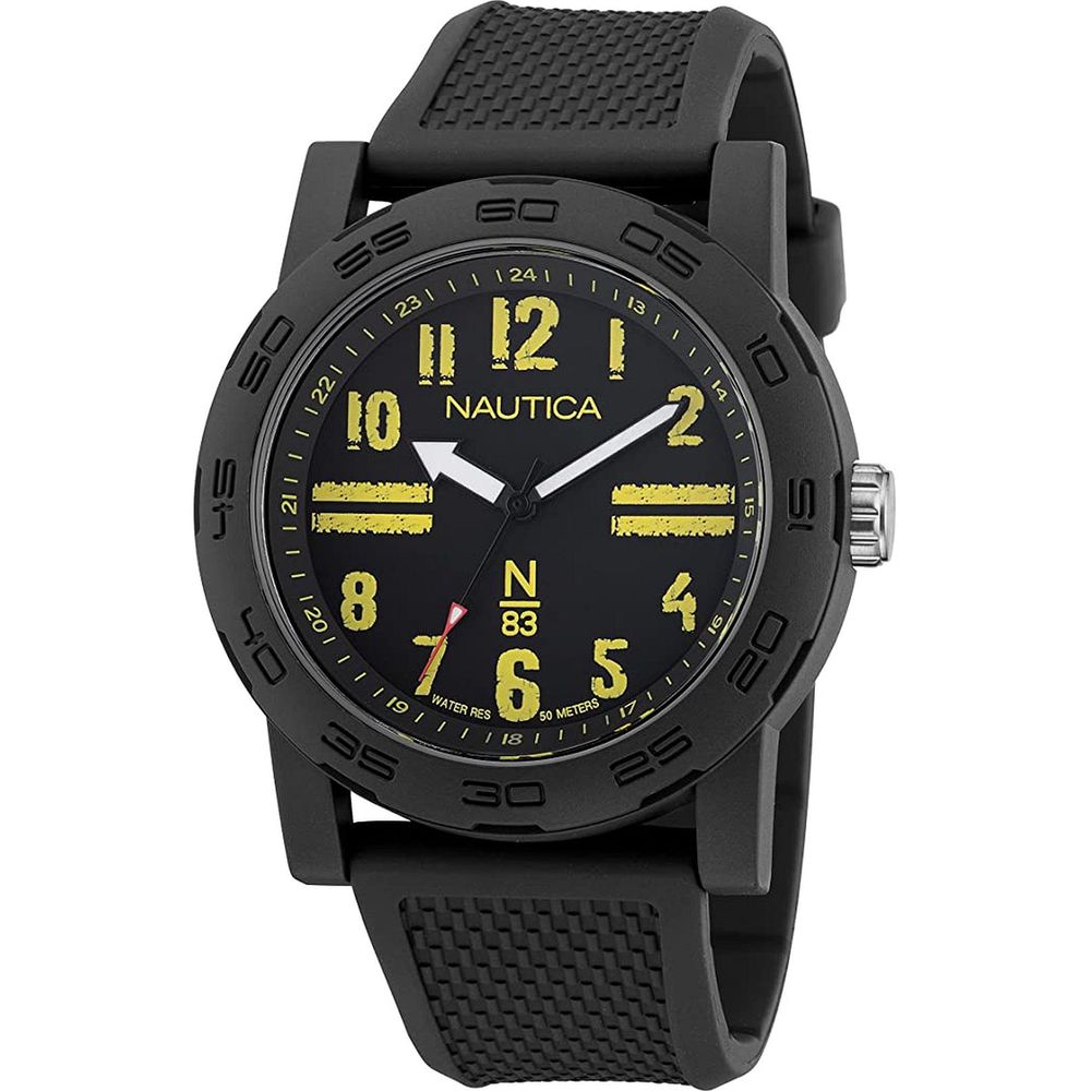 NAUTICA Schwarze synthetische Sportuhr