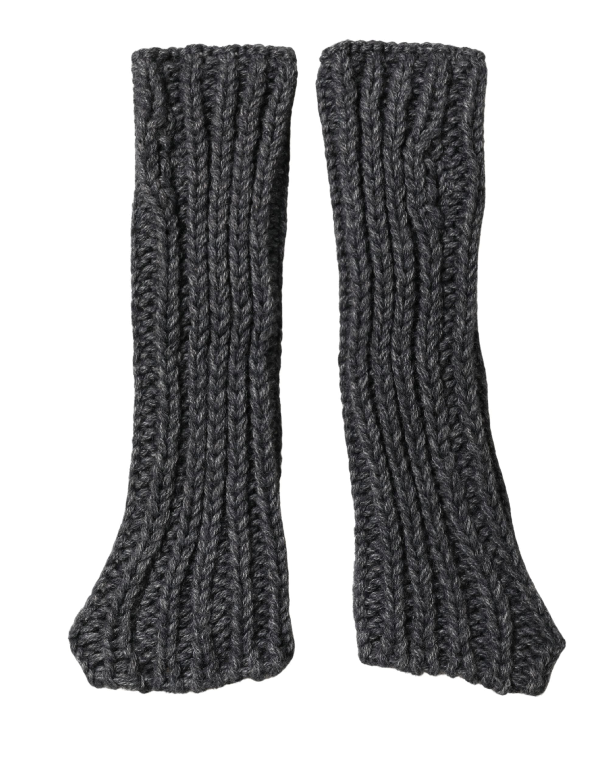 Dolce & Gabbana Grey Acrylic Knit Arm Warmers