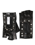 Dolce & Gabbana Women's Black Embellished Mittens, Wrist Length