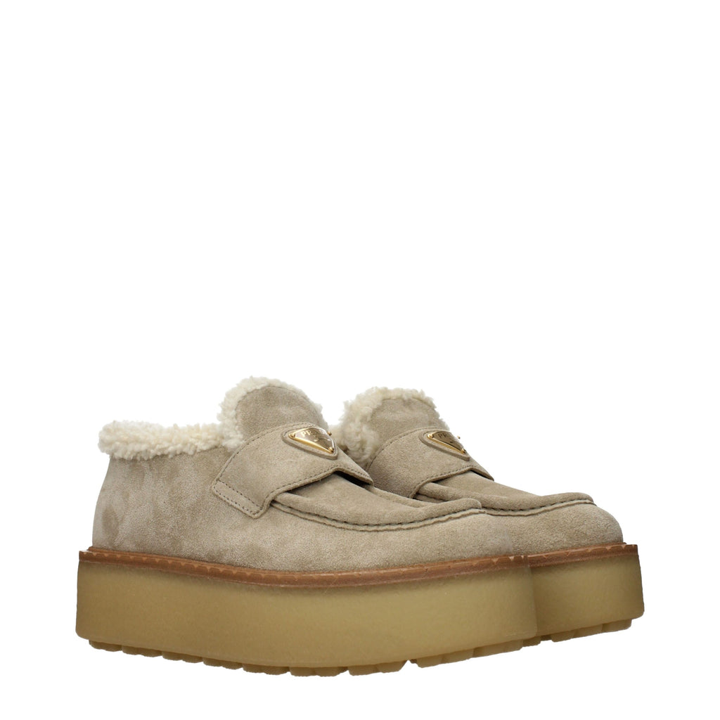Prada Beige Leder Plateau-Loafer