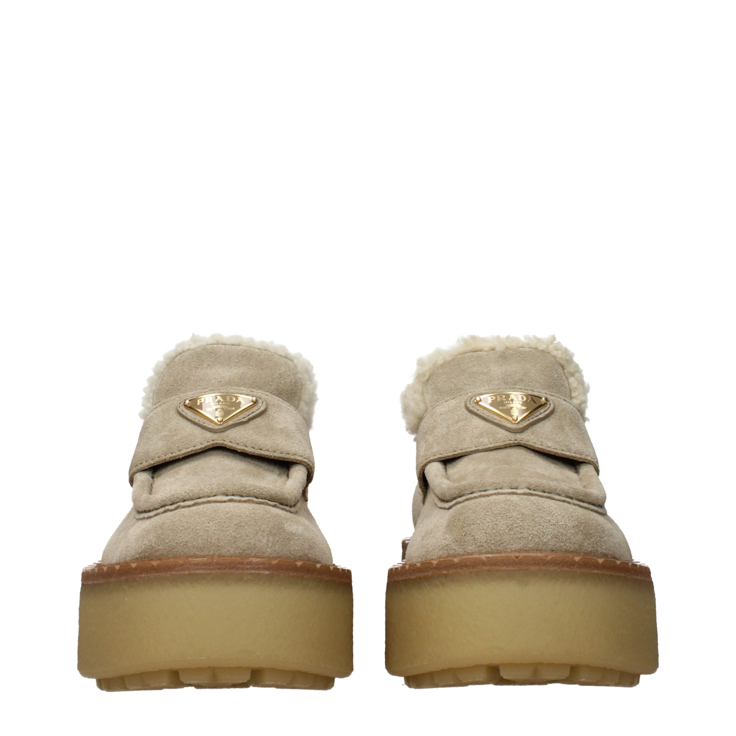 Prada Beige Leder Plateau-Loafer