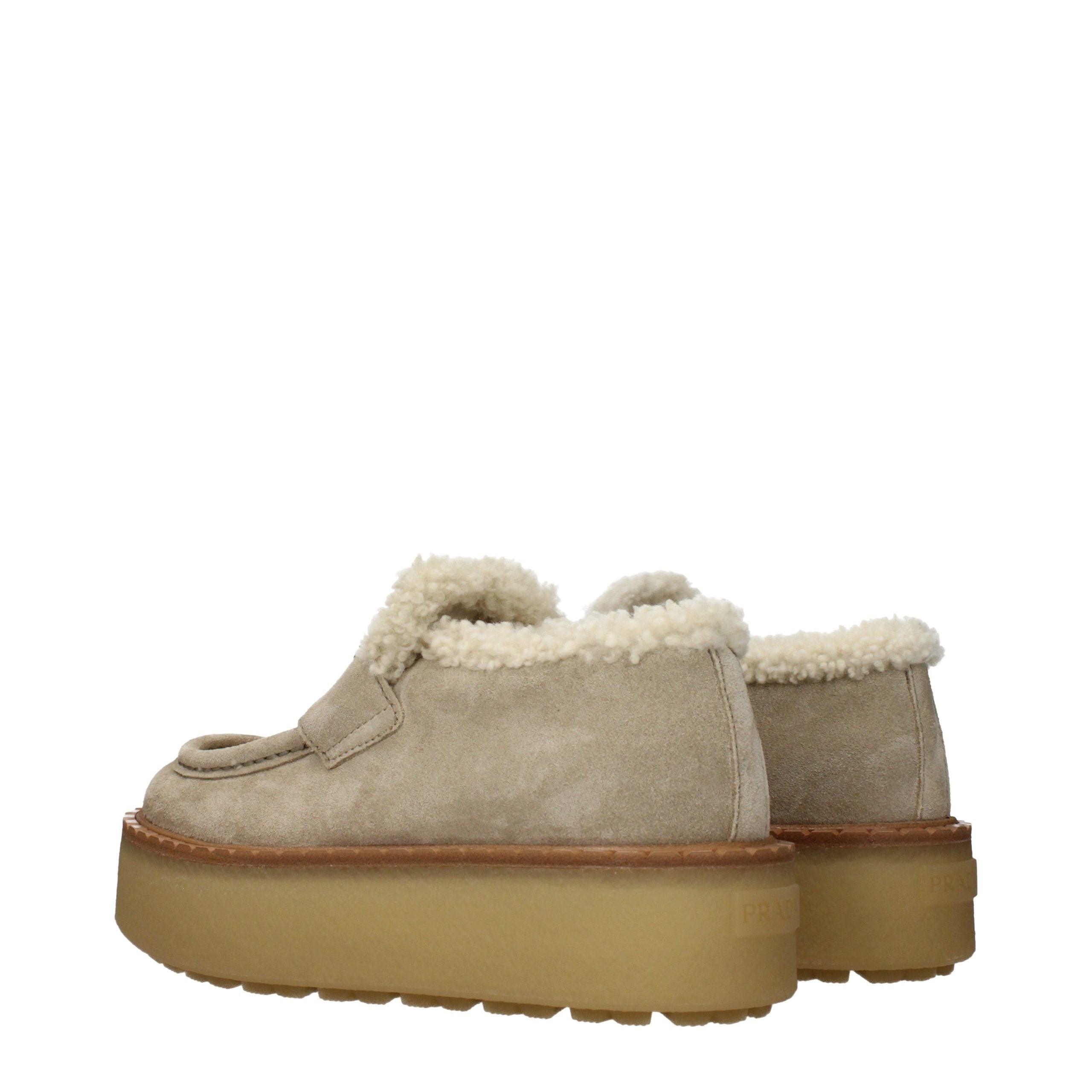 Prada Beige Leder Plateau-Loafer