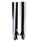 Dolce & Gabbana Women's Black and White Striped Nylon Elbow-Length Gloves