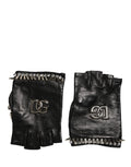 Dolce & Gabbana Damen-Fäustlinge Schwarz mit Verzierungen, Handgelenklänge