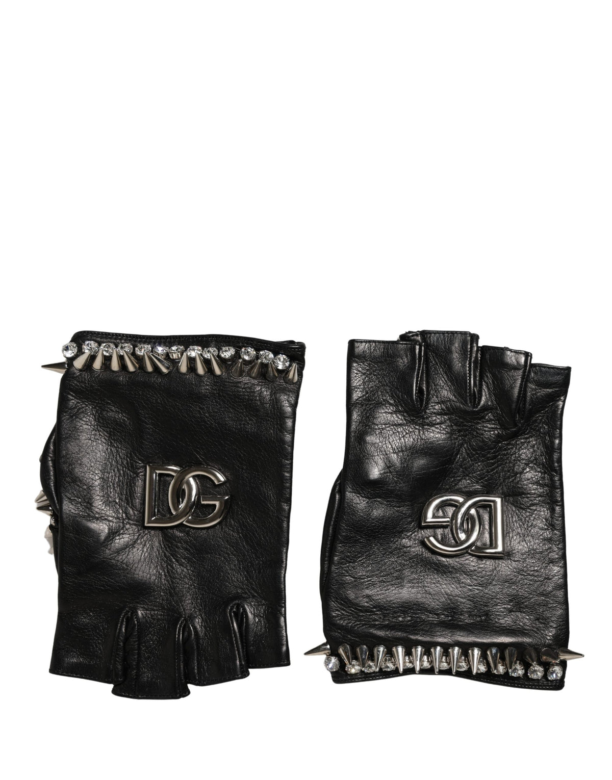 Dolce & Gabbana Damen-Fäustlinge Schwarz mit Verzierungen, Handgelenklänge