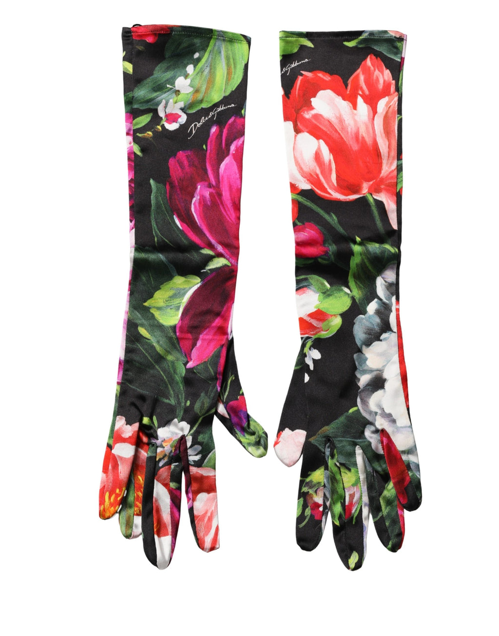 Dolce & Gabbana Women's Elbow-Length Gloves with Multicolor Floral Print