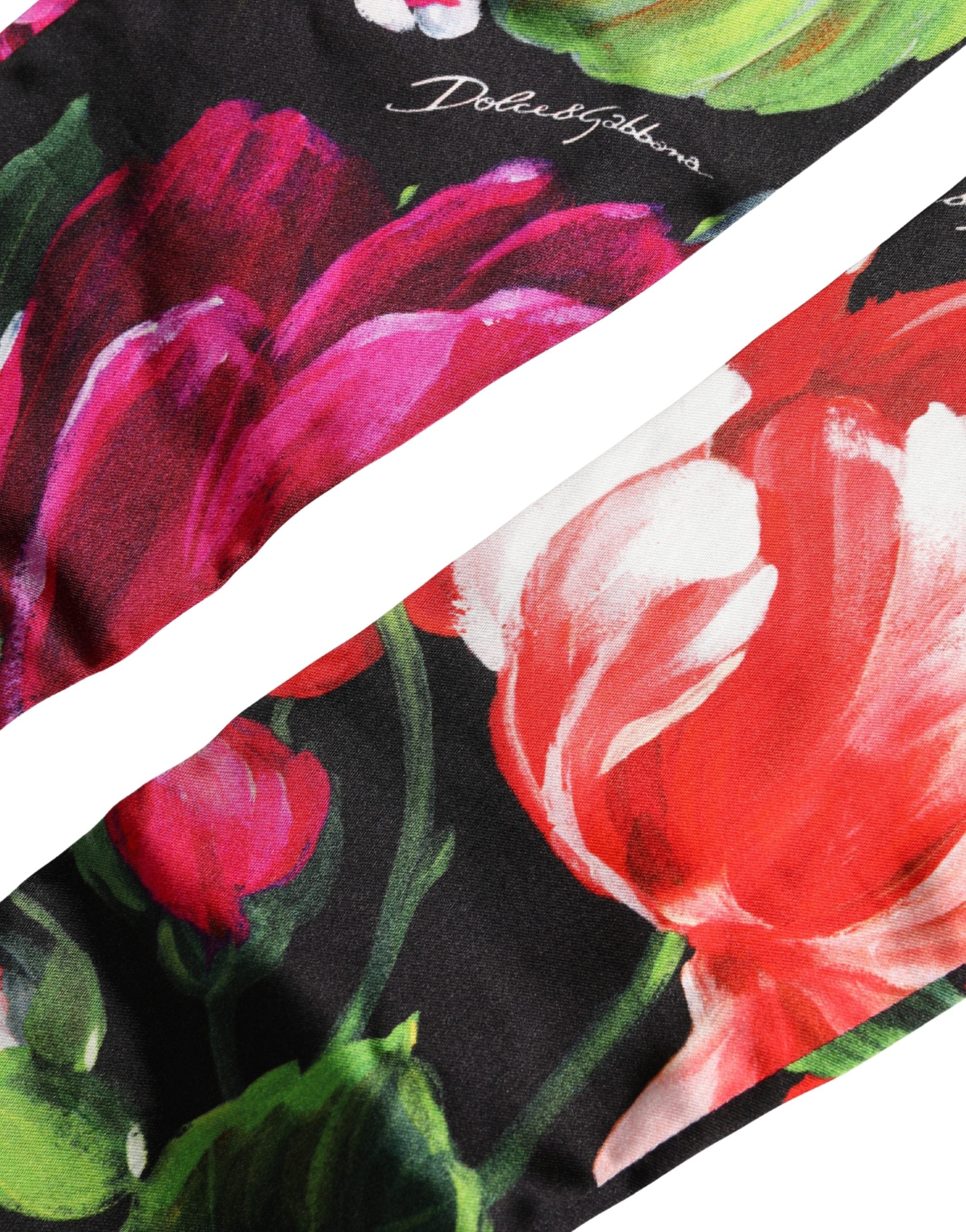 Dolce & Gabbana Women's Elbow-Length Gloves with Multicolor Floral Print