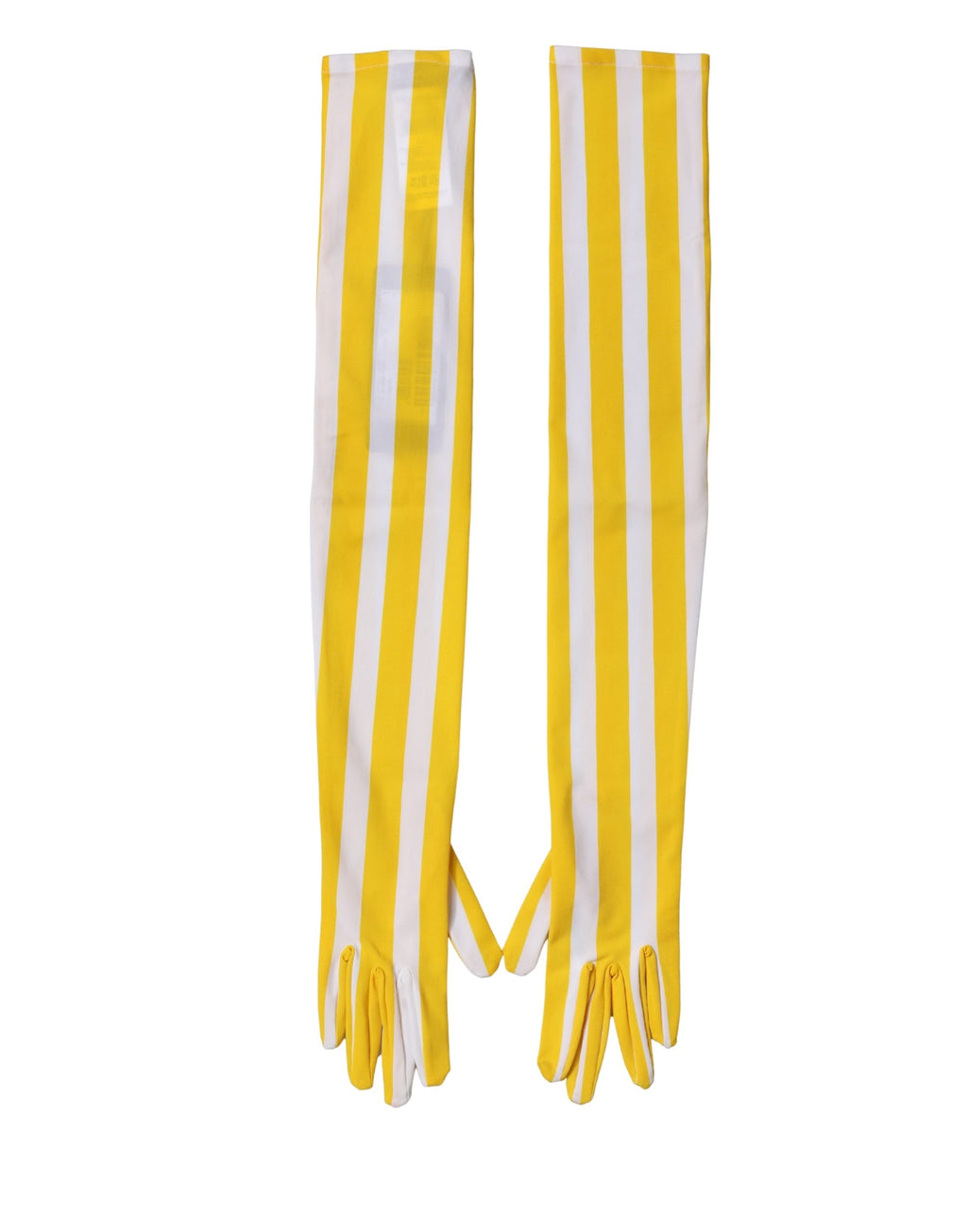 Dolce & Gabbana women's nylon gloves in yellow and white stripes, elbow length