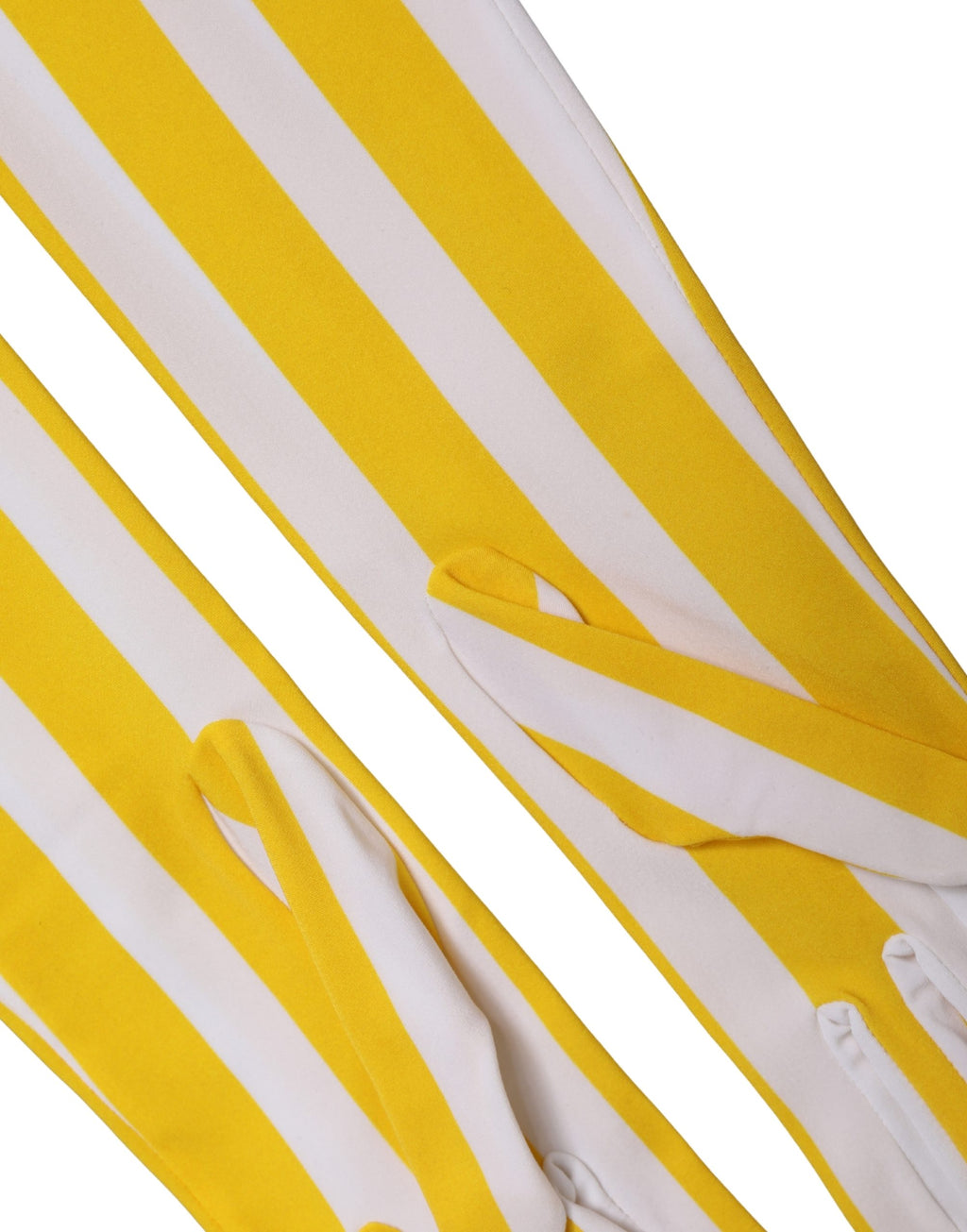 Dolce & Gabbana women's nylon gloves in yellow and white stripes, elbow length