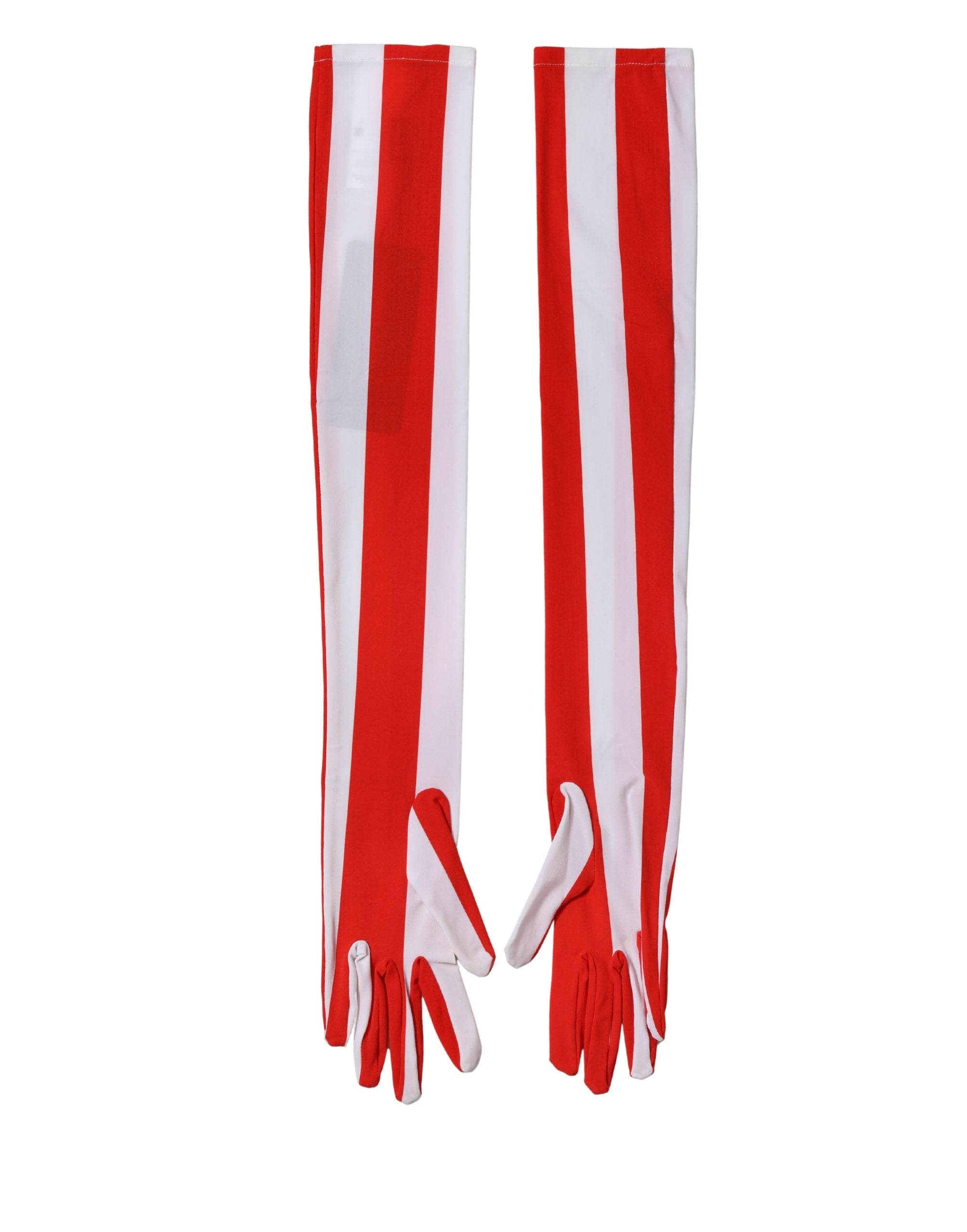 Dolce & Gabbana Red White Stripes Nylon Elbow Length Women's Gloves