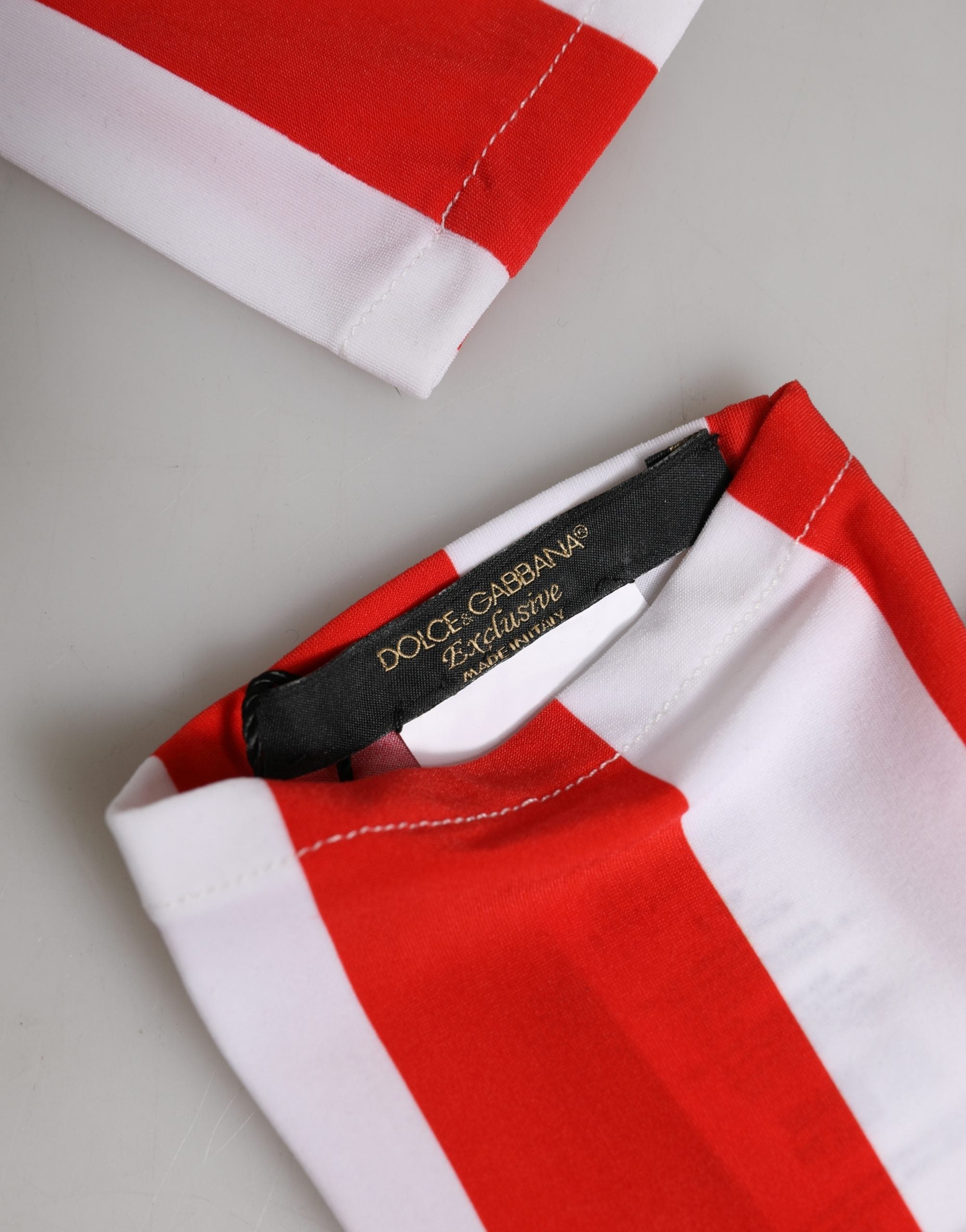 Dolce & Gabbana Red White Stripes Nylon Elbow Length Women's Gloves