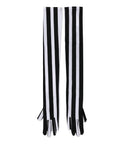 Dolce & Gabbana Women's Black and White Striped Nylon Elbow-Length Gloves