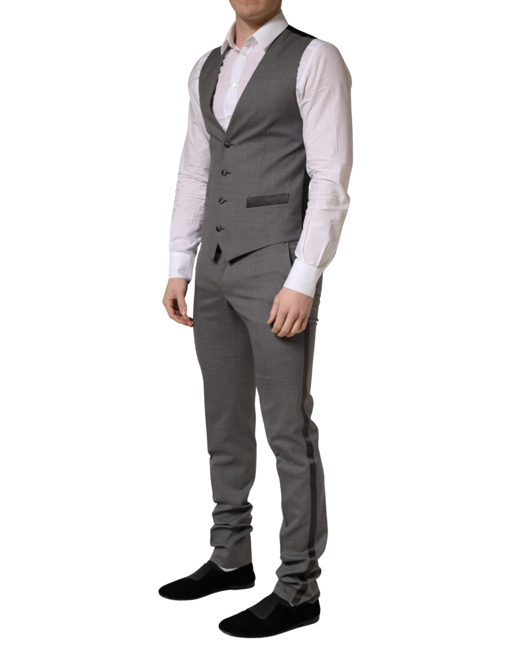 Dolce & Gabbana Grauer Woll-Anzug im 3-teiligen Design mit einem Knopf