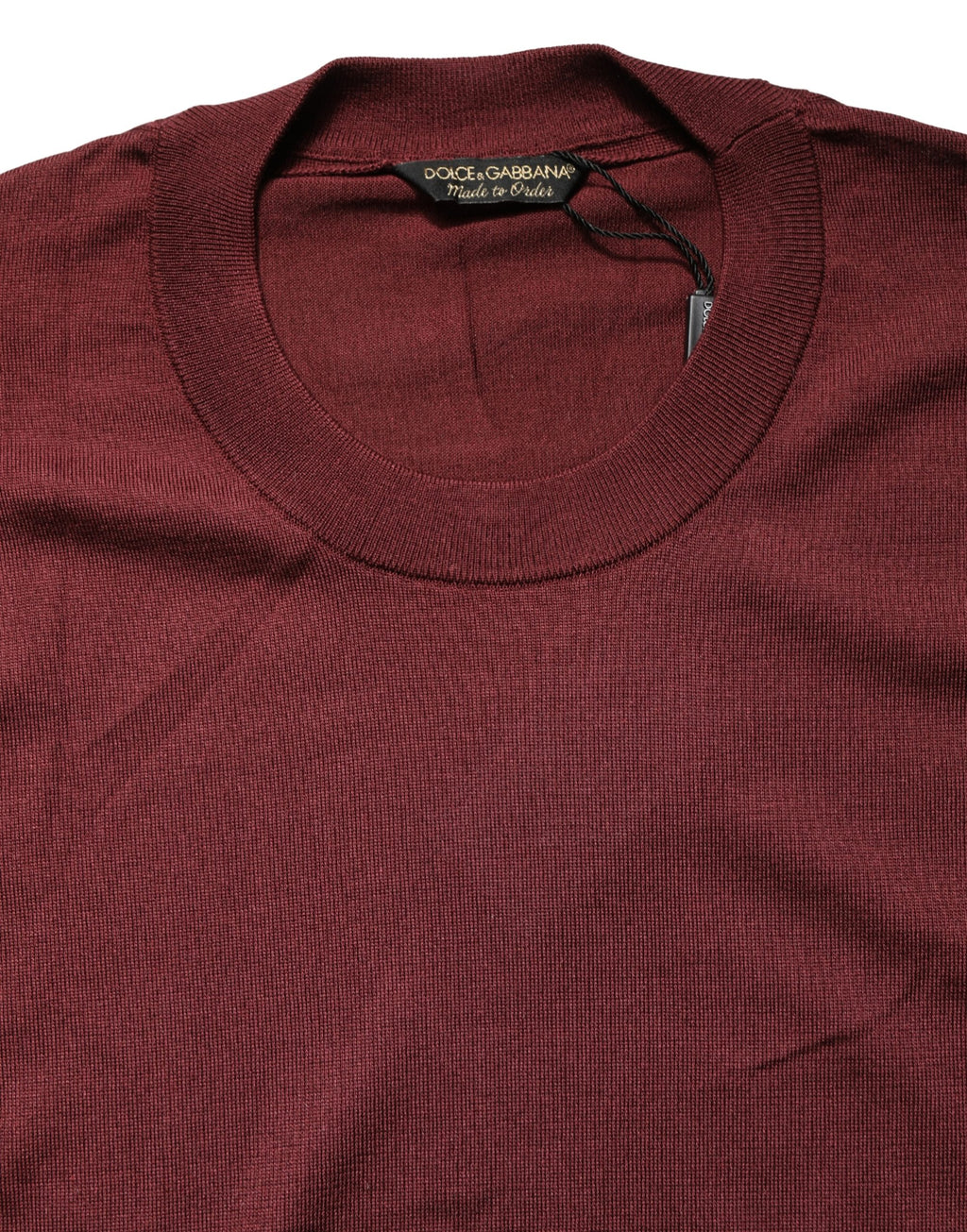 Dolce & Gabbana Maroon Silk Men's Crew Neck Pullover Sweater