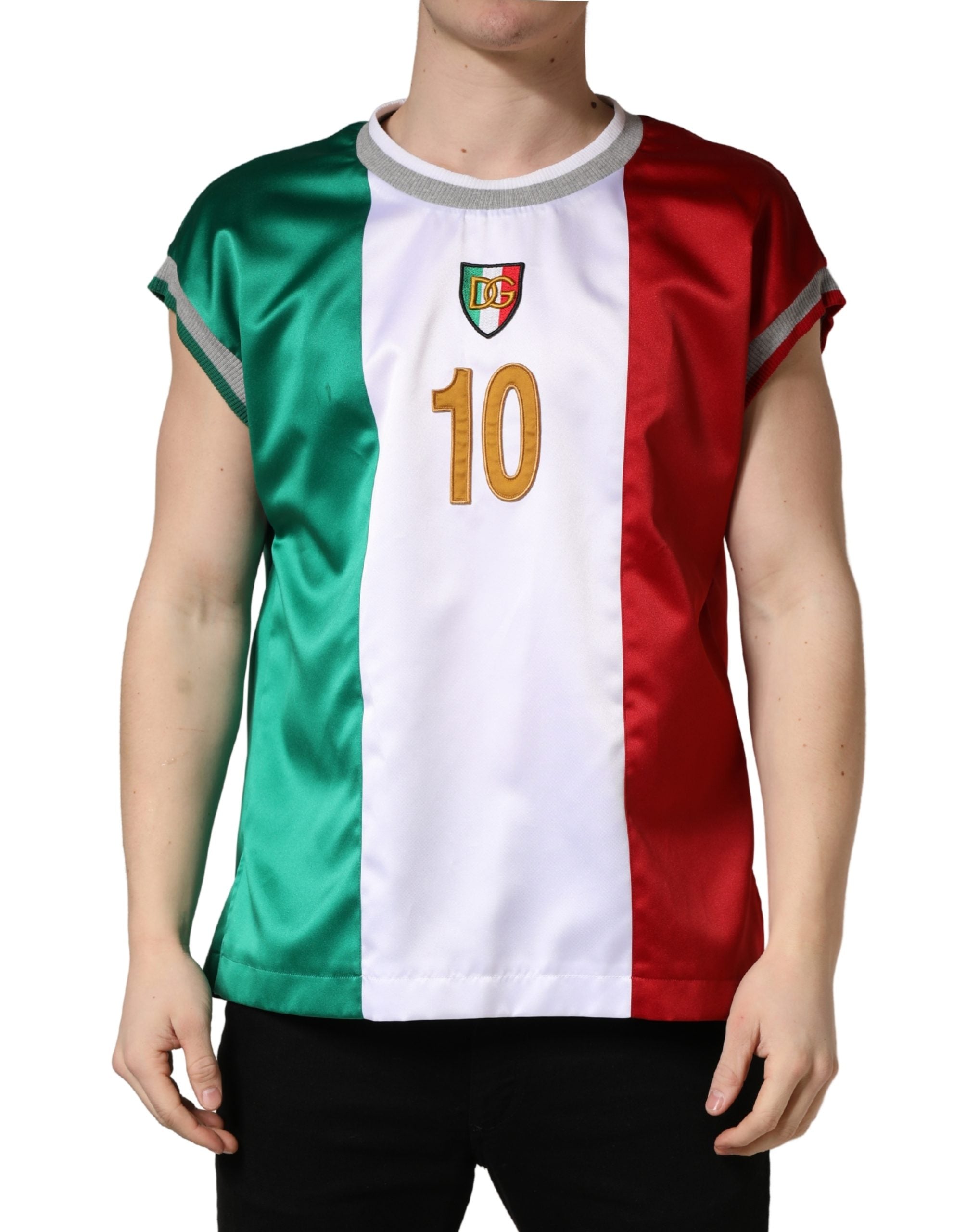 Dolce & Gabbana Multicolor Italia DG Logo Satin Tank Top