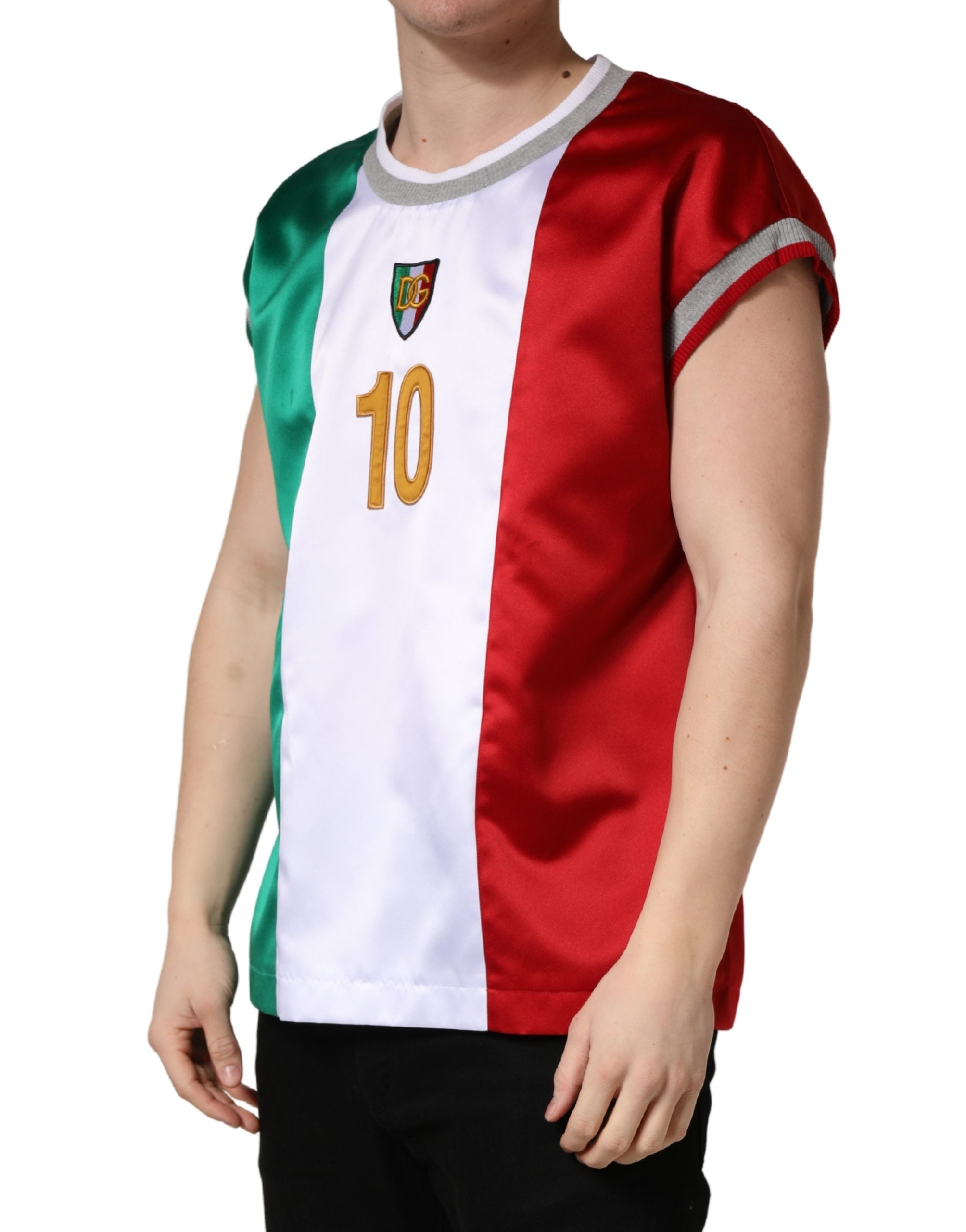 Dolce & Gabbana Multicolor Italia DG Logo Satin Tank Top