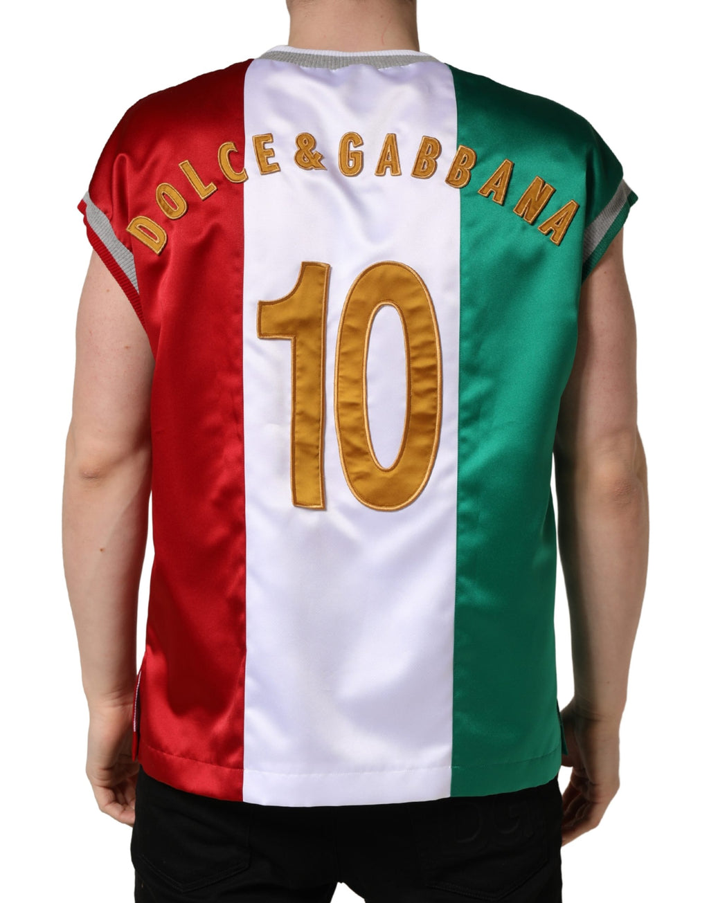 Dolce & Gabbana Multicolor Italia DG Logo Satin Tank Top
