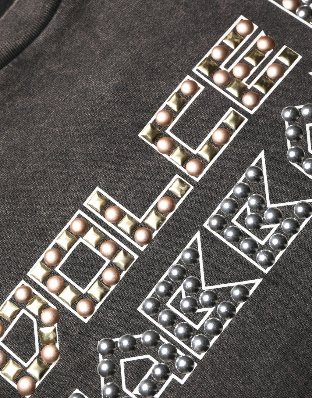Dolce & Gabbana Graues Herren-T-Shirt mit Logo-Verzierung und Rundhalsausschnitt