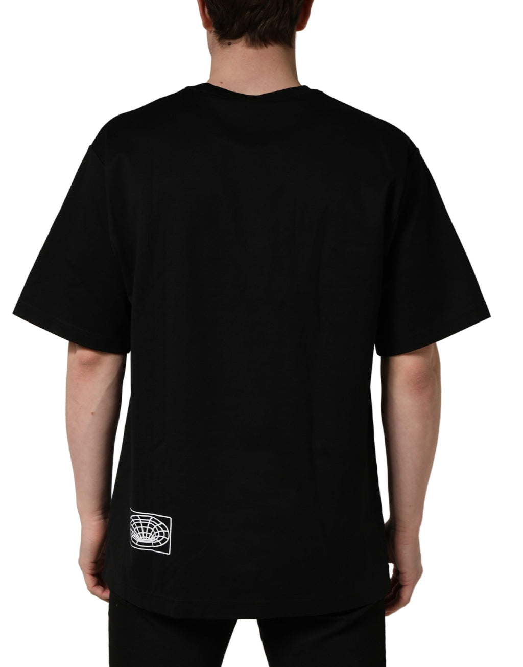 Dolce & Gabbana Schwarzes Herren-T-Shirt mit Rundhalsausschnitt und Logo-Stickerei