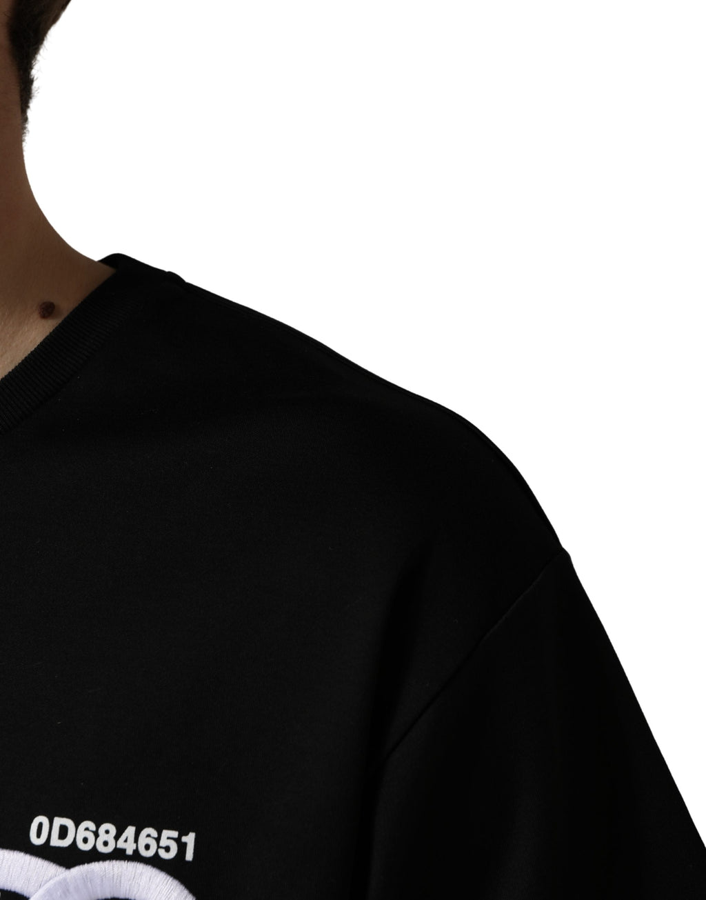 Dolce & Gabbana Schwarzes Herren-T-Shirt mit Rundhalsausschnitt und Logo-Stickerei