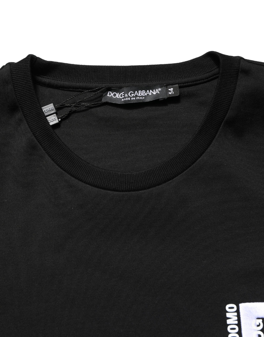 Dolce & Gabbana Schwarzes Herren-T-Shirt mit Rundhalsausschnitt und Logo-Stickerei