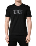 +39 MASQ Black Cotton Crew-Neck T-Shirt with DG Logo Print