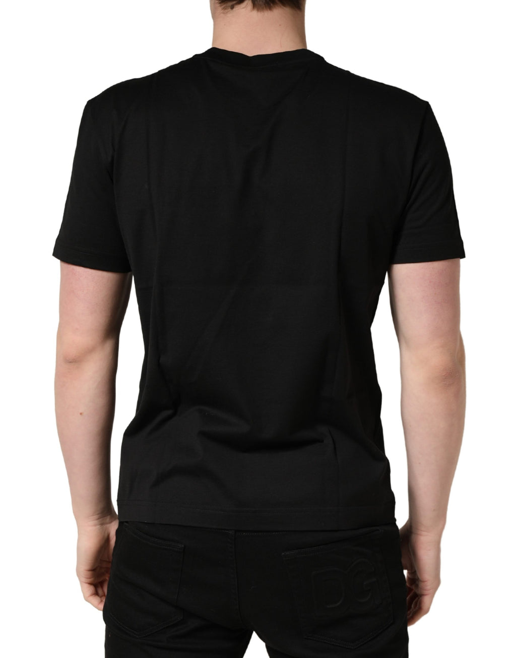 +39 MASQ Black Cotton Crew-Neck T-Shirt with DG Logo Print