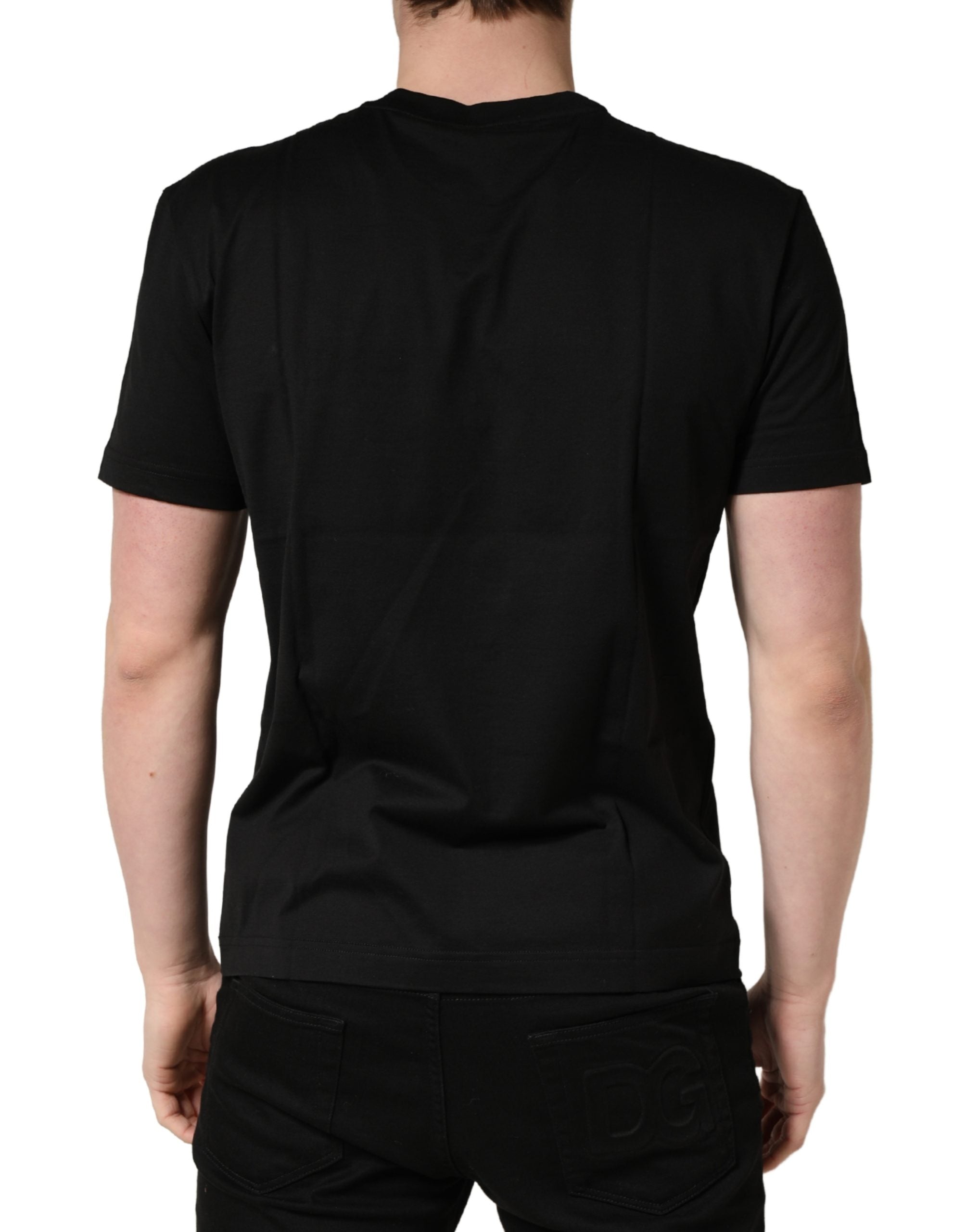 +39 MASQ Black Cotton Crew-Neck T-Shirt with DG Logo Print