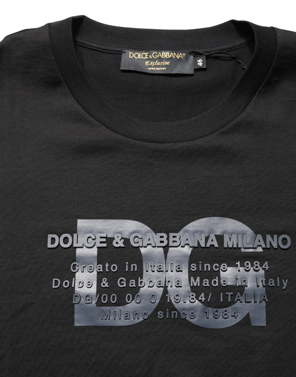 +39 MASQ Black Cotton Crew-Neck T-Shirt with DG Logo Print