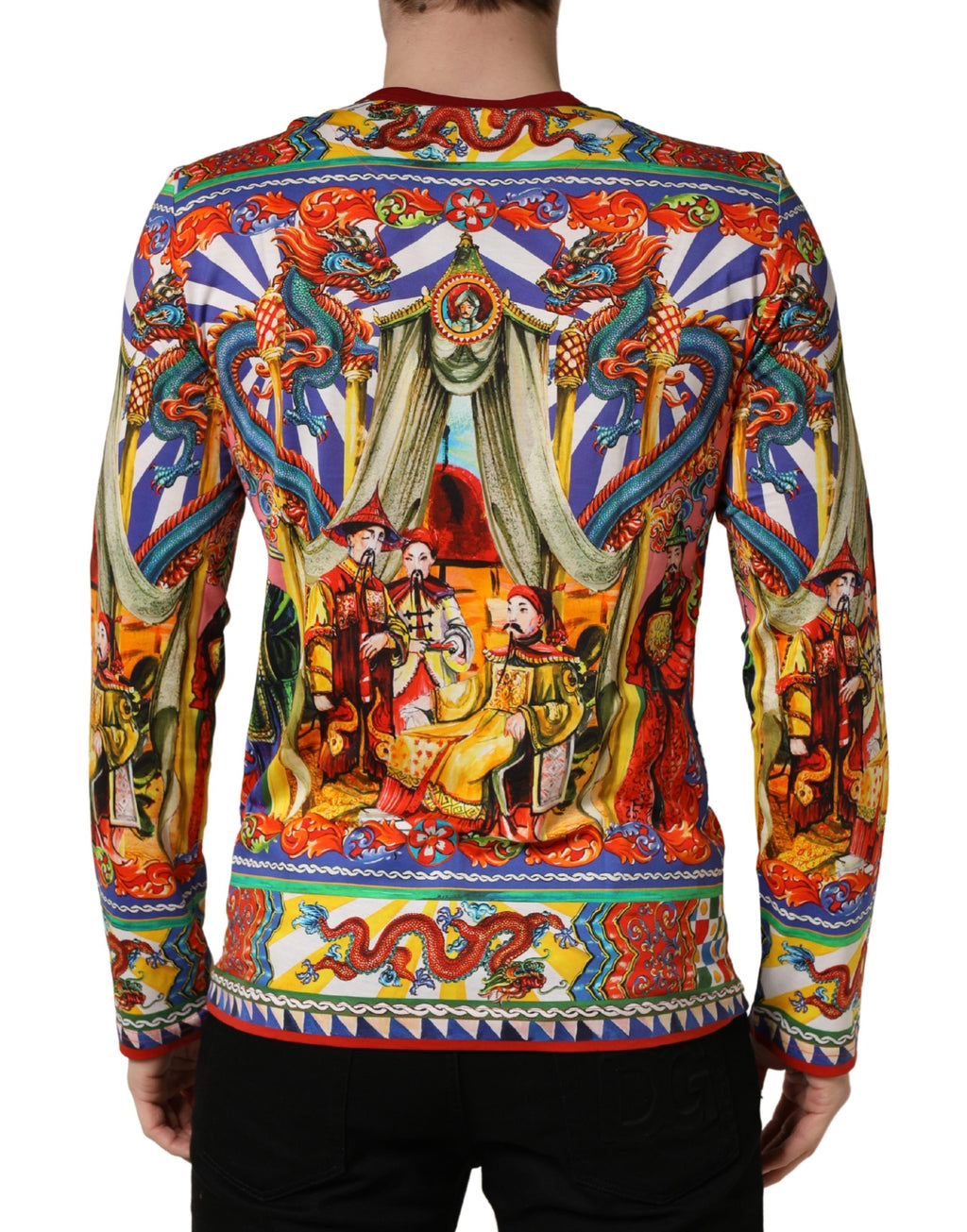 Dolce & Gabbana Multicolor Teatro Dei Pupi Herren Langarm-T-Shirt