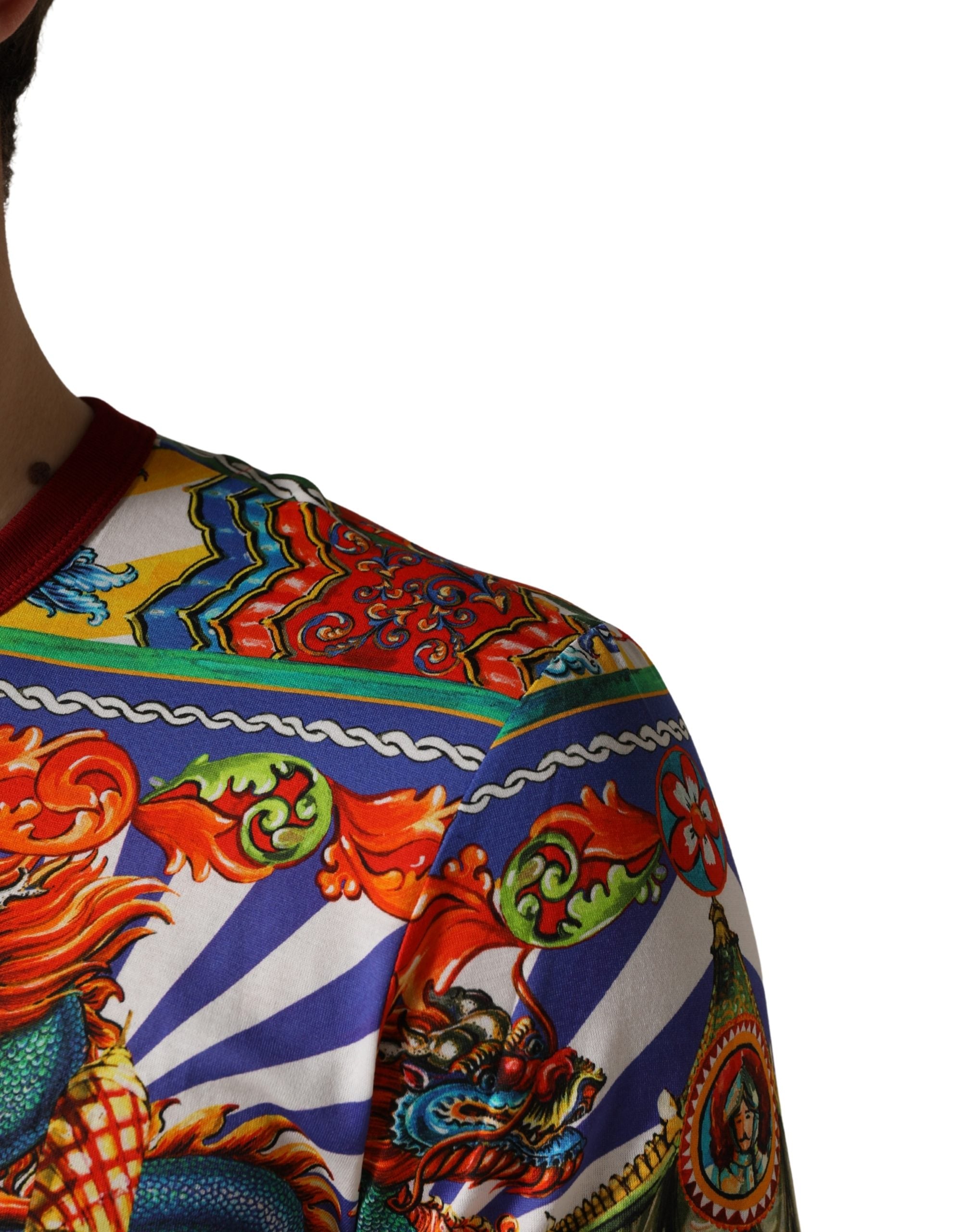 Dolce & Gabbana Multicolor Teatro Dei Pupi Herren Langarm-T-Shirt