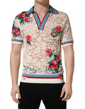 Dolce & Gabbana Beige Floral Tennis Club Spitzen-Poloshirt