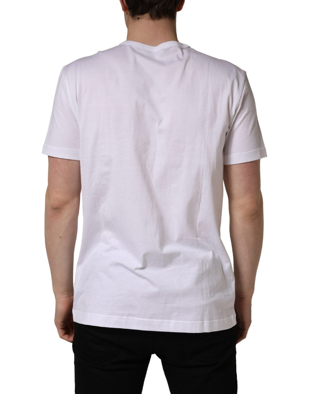 Dolce & Gabbana Weißes DG Blattstickerei Rundhals-T-Shirt