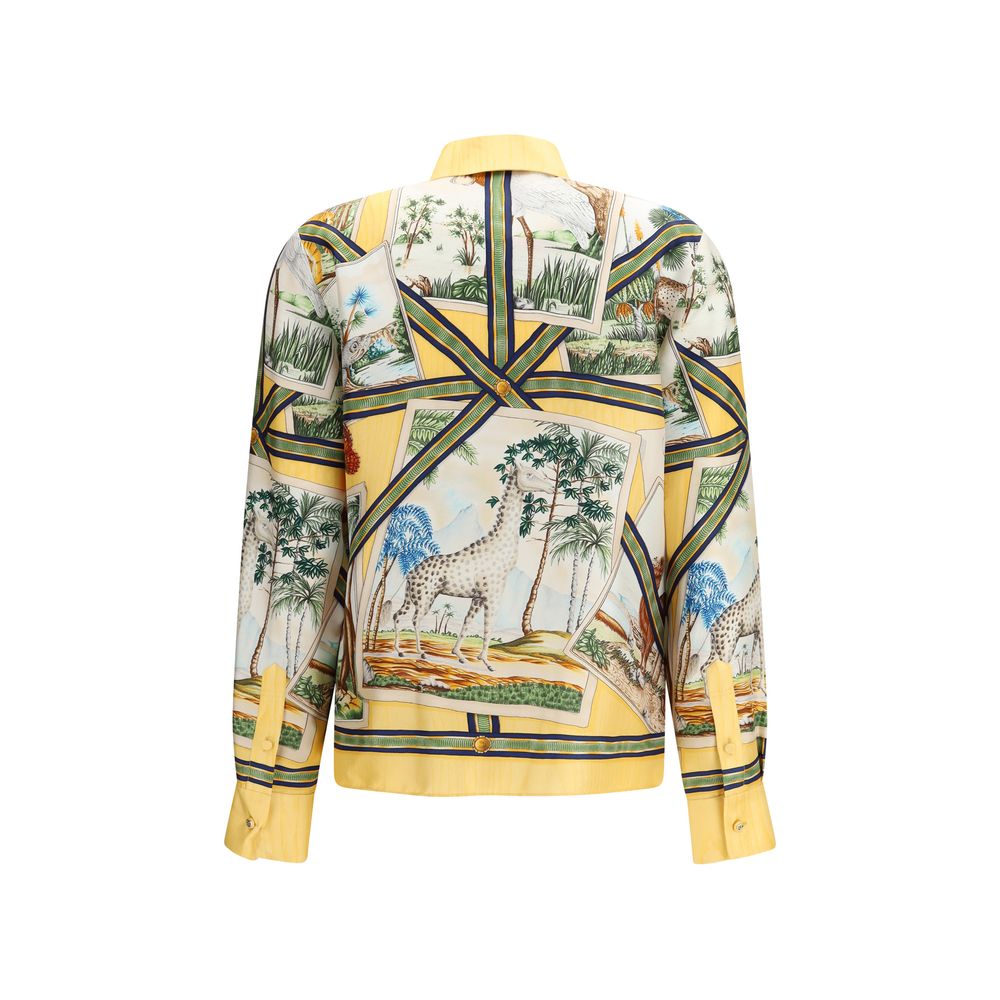 Gucci Zweifarbige Seidenmuster-Bluse