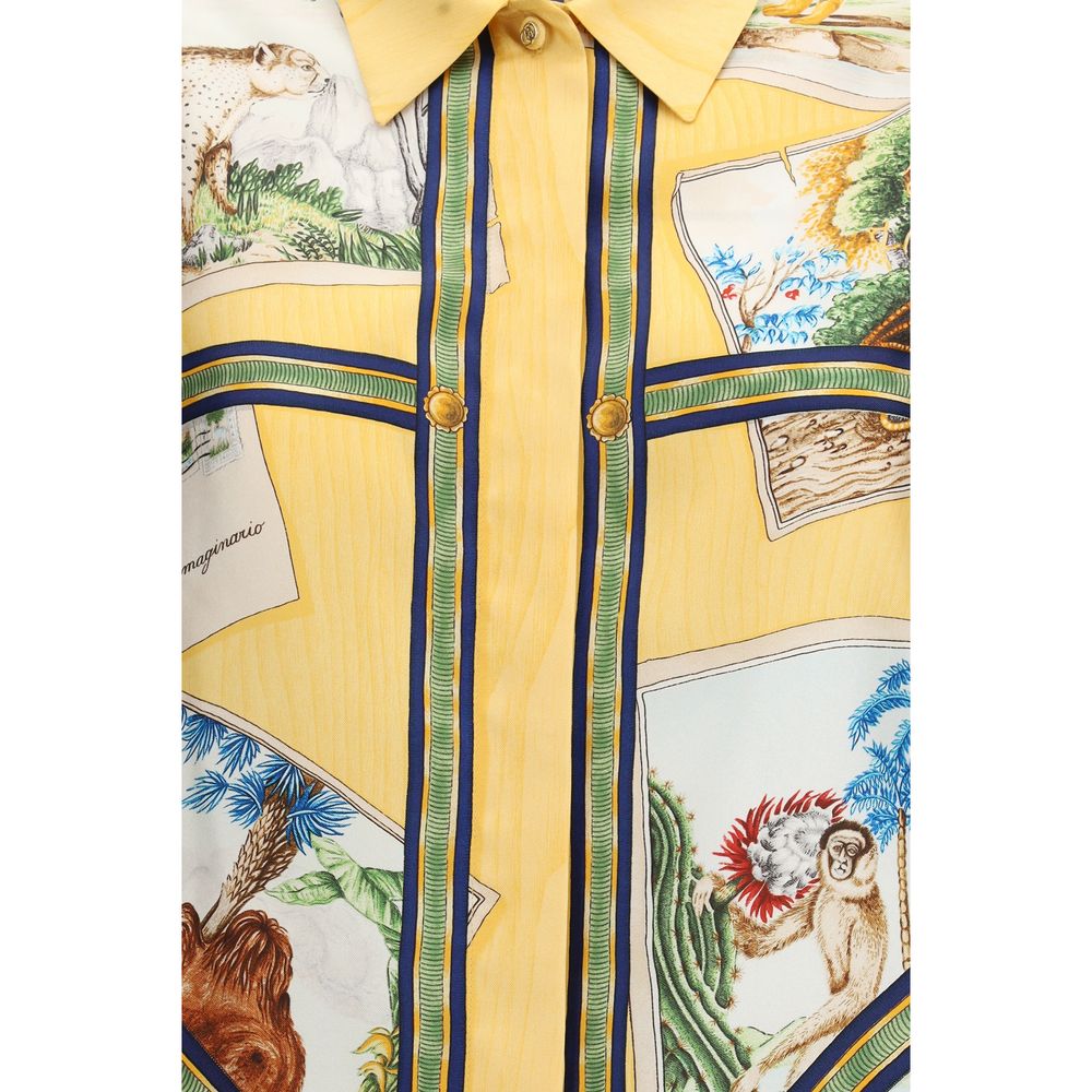Gucci Zweifarbige Seidenmuster-Bluse