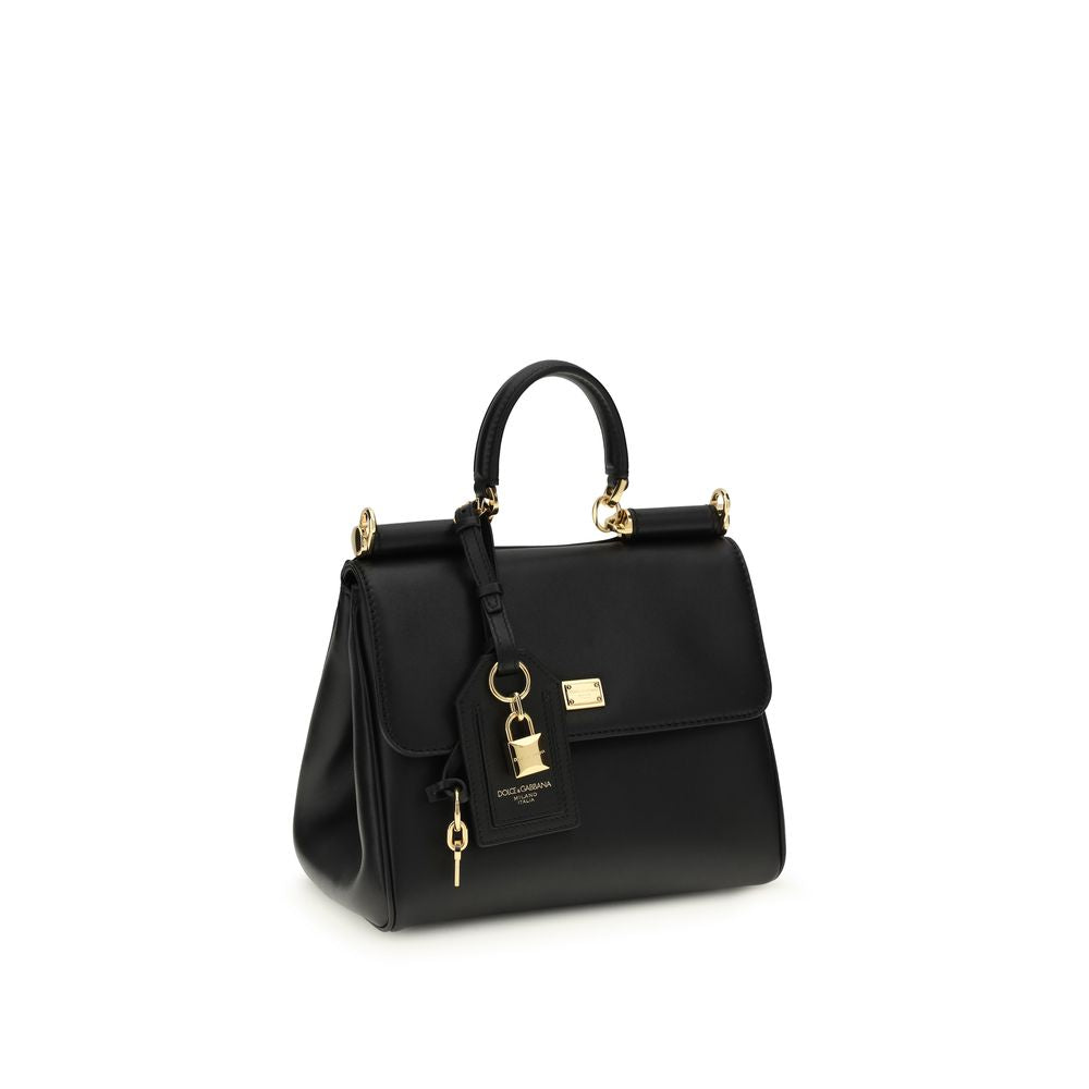 Dolce & Gabbana Schwarze Kalbsleder Bos Taurus Handtasche