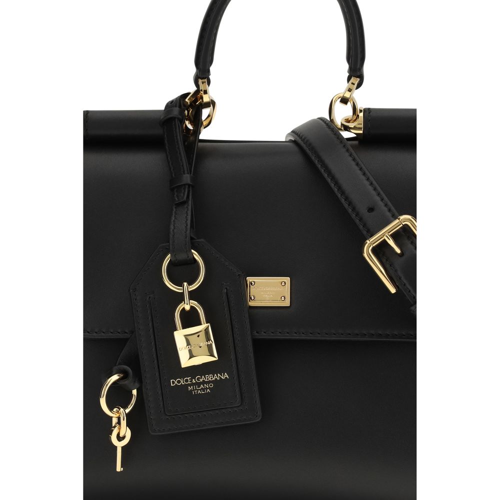 Dolce & Gabbana Schwarze Kalbsleder Bos Taurus Handtasche