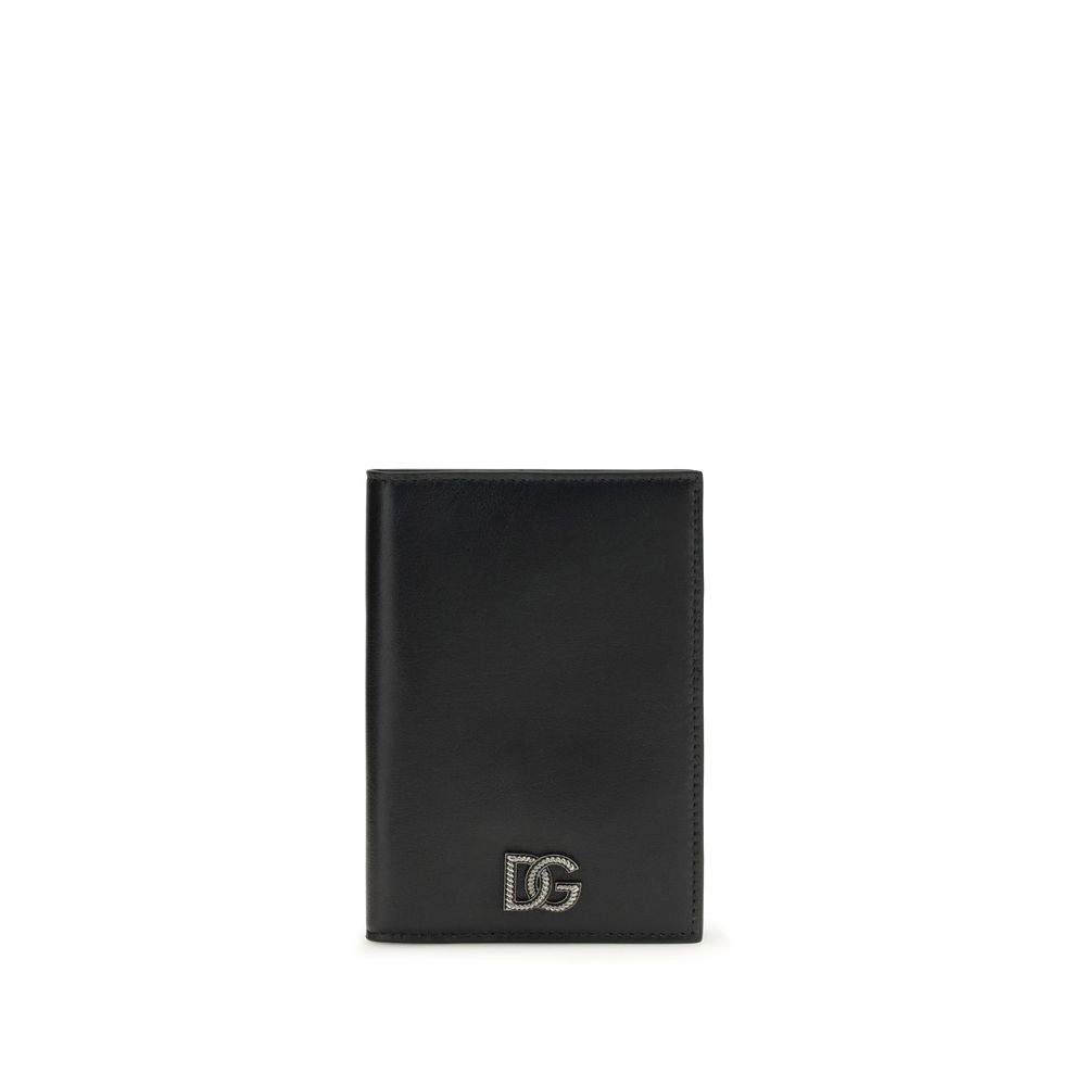 Dolce & Gabbana Schwarzes Kalbsleder Bos Taurus Portemonnaie