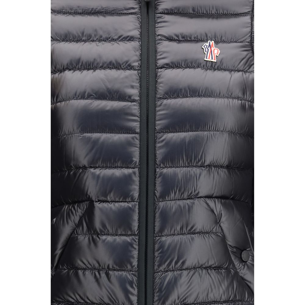 Moncler Grenoble Schwarze Polyamid-Jacke in voller Länge
